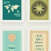 Nursery Prints: Around The World - Travel Nursery - Alphabet - Hot Air Balloon-Compass-Not All Who Wander Are Lost-Home Decor-Gallery Wall - #11301