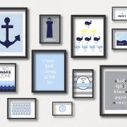 Nursery Prints : Nautical Gallery Wall - Nautical Art Prints - Anchor- Sail Away-Row Your Boat- Ahoy- Whales- Digital