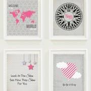 Nursery Prints: Around The World - Travel Nursery - Alphabet - Hot Air Balloon-Compass- Not All Who Wander Are Lost-Home Decor-Gallery Wall - #11101