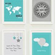 Nursery Prints: Around The World - Travel Nursery - Alphabet - Hot Air Balloon-Compass- Not All Who Wander Are Lost-Home Decor-Gallery Wall - #11102
