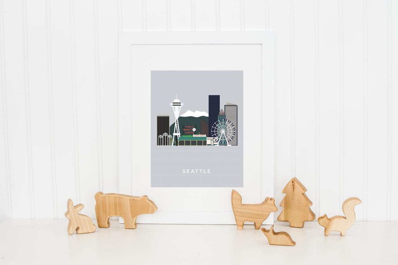 Seattle City Print In Our West Coast Cities Series Wall Art For The Home